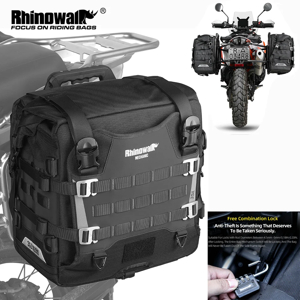 

Rhinowalk Motorcycle Quick Release Side Bag Waterproof 20L/35L Anti-fall Pannier Travel Storage Luggage Riding Anti-Theft Bo