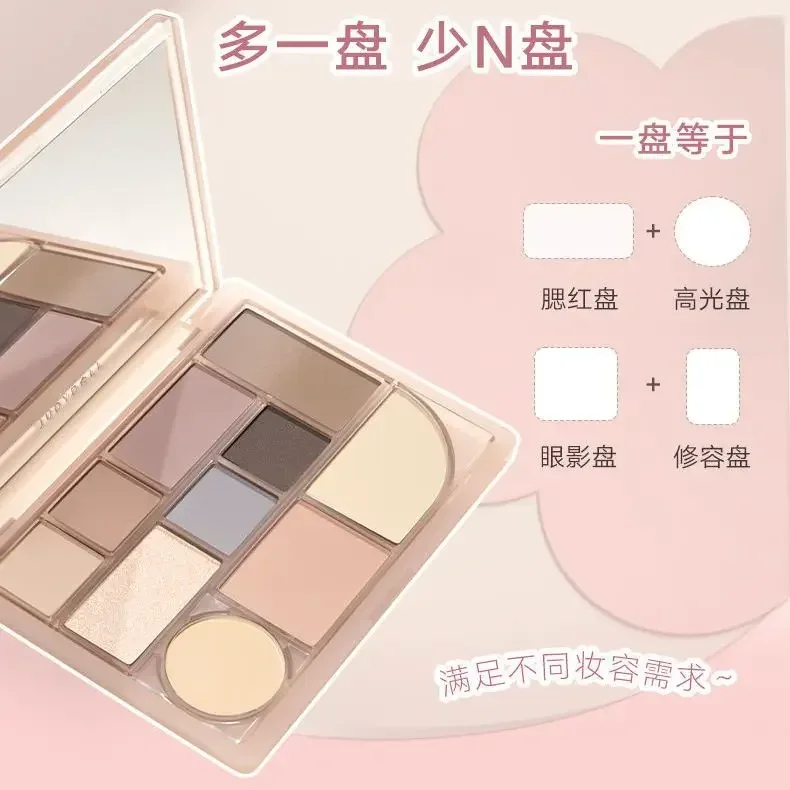 Judydoll 10 Color Eyeshadow Multipurpose Palette Blush Highlight & Contour All-in-One Matte Pearlescent Eye Glitter Makeup