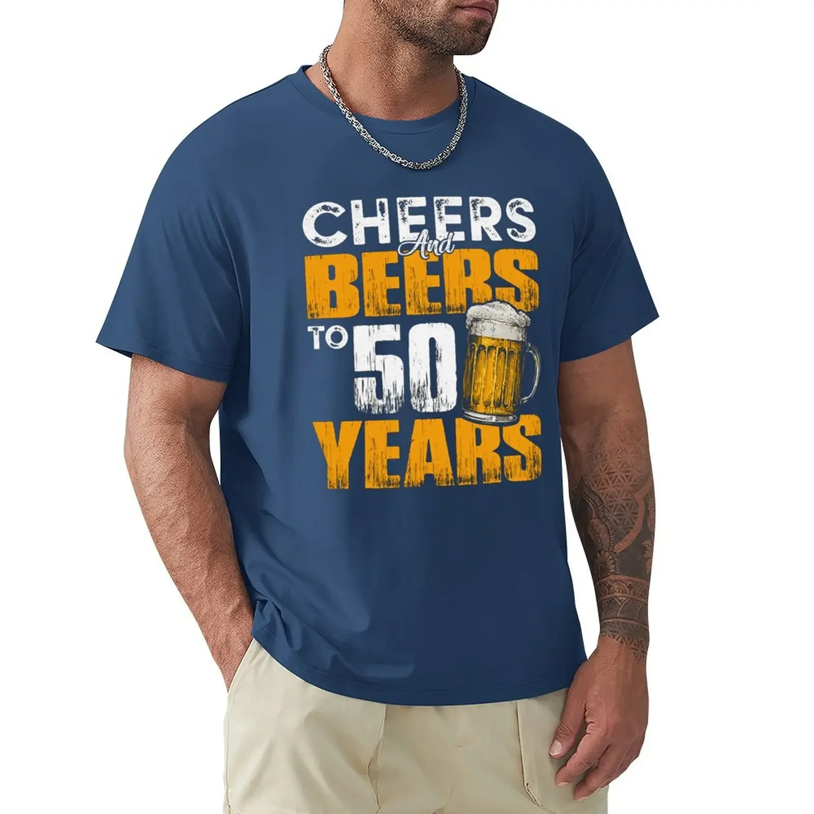 Cheers And Beers To 50 Th Years Old T Shirt 50Th Birthday Tee Beer Lover Funny Harajuku Tops Fashion Classic Tee Shirt