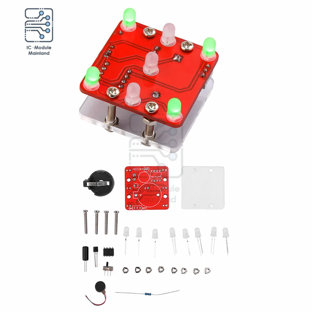 DIY Wobbling LED Dice Kit with Small Vibrating Motor Fun Electronic Soldering Practice Board Kit