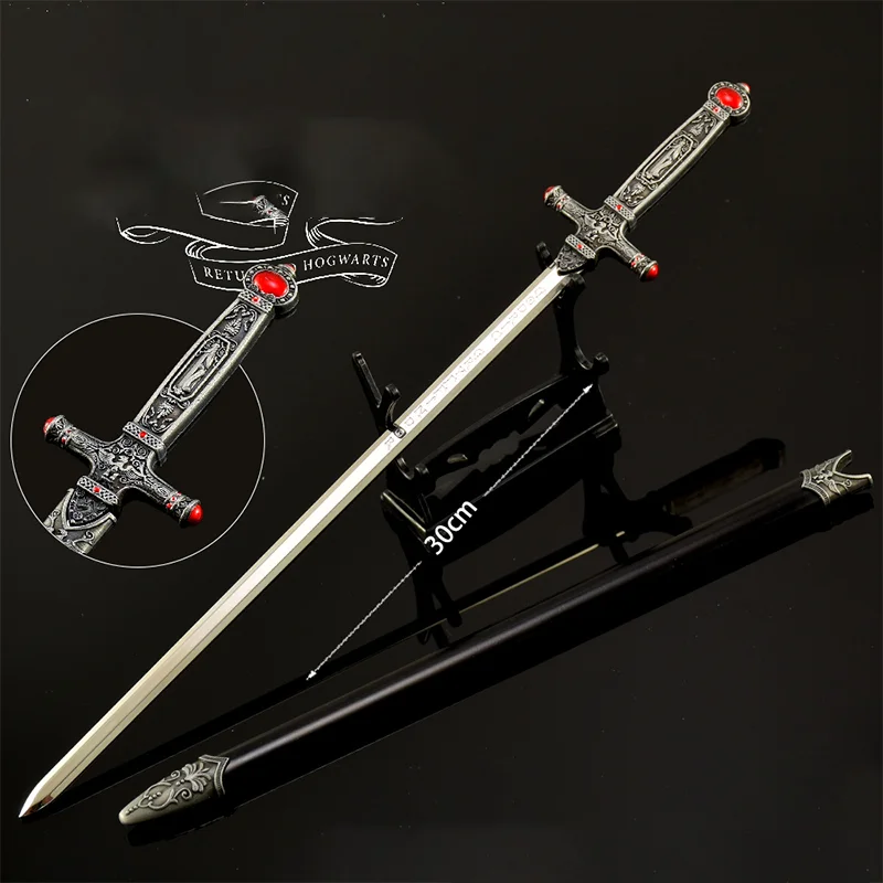 30 cm Middeleeuwse Zwaarden Westerse Zwaard Griffoendor Volledig metalen Omhulde Wapen Model Samurai Katana Ornamenten Geschenken Collecties