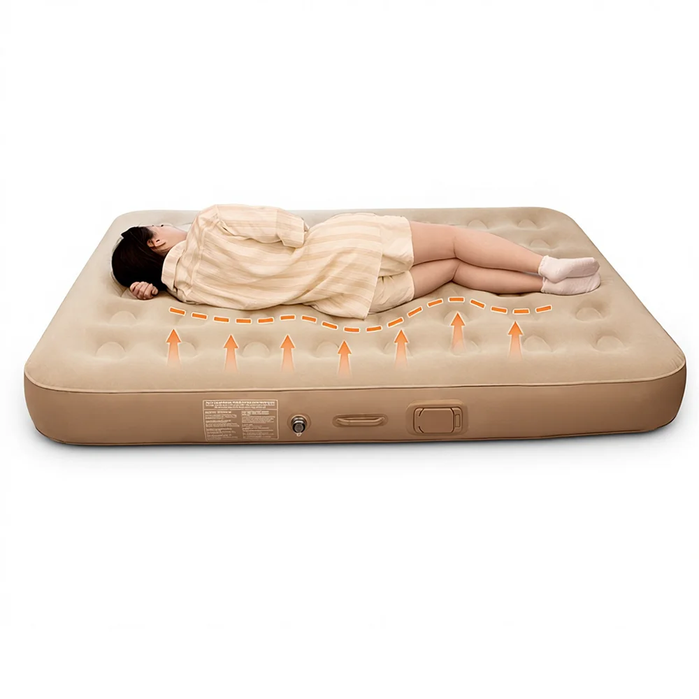 

Экологичный современный надувной складной матрас из ПВХ для кемпинга на открытом воздухе, спальный коврик для палатки, домашний, со встроенным насосом, питание от USB, портативный