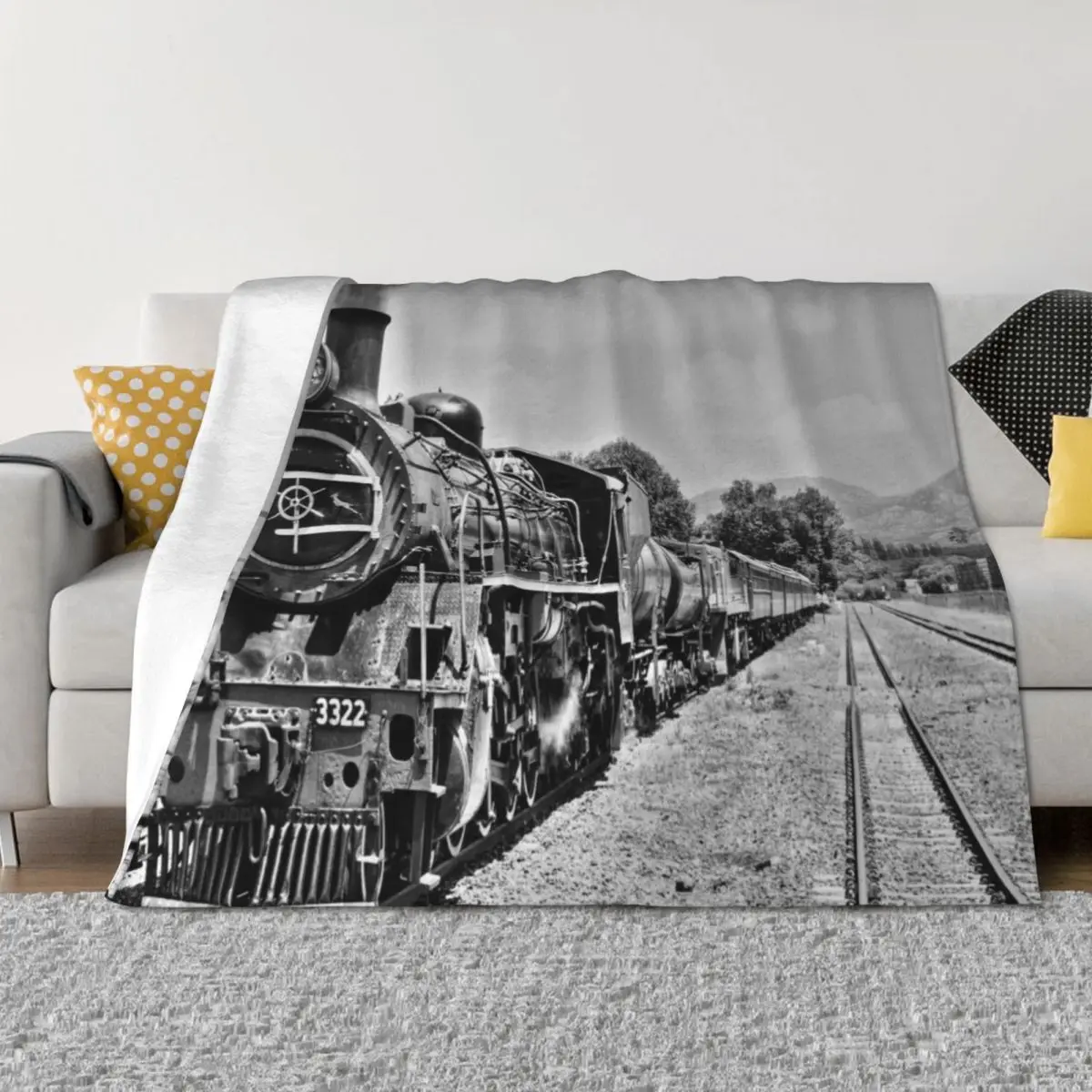 

Steam locomotive from the good old days Throw Blanket for winter Soft Big Winter beds Vintage Blankets