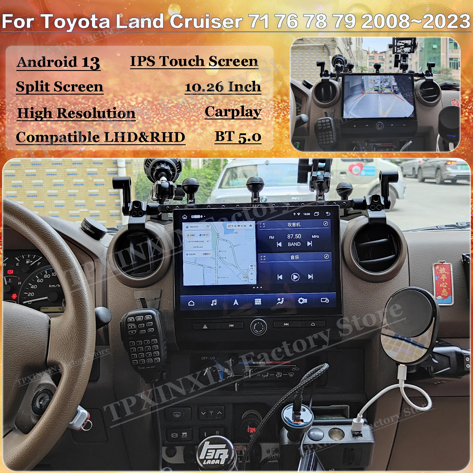 8-Core Qualcomm Android Auto Multimedia For Toyota Land Cruiser 71 76 78 79 2008~2023 GPS Navigation Car Radio Stereo Head Unit