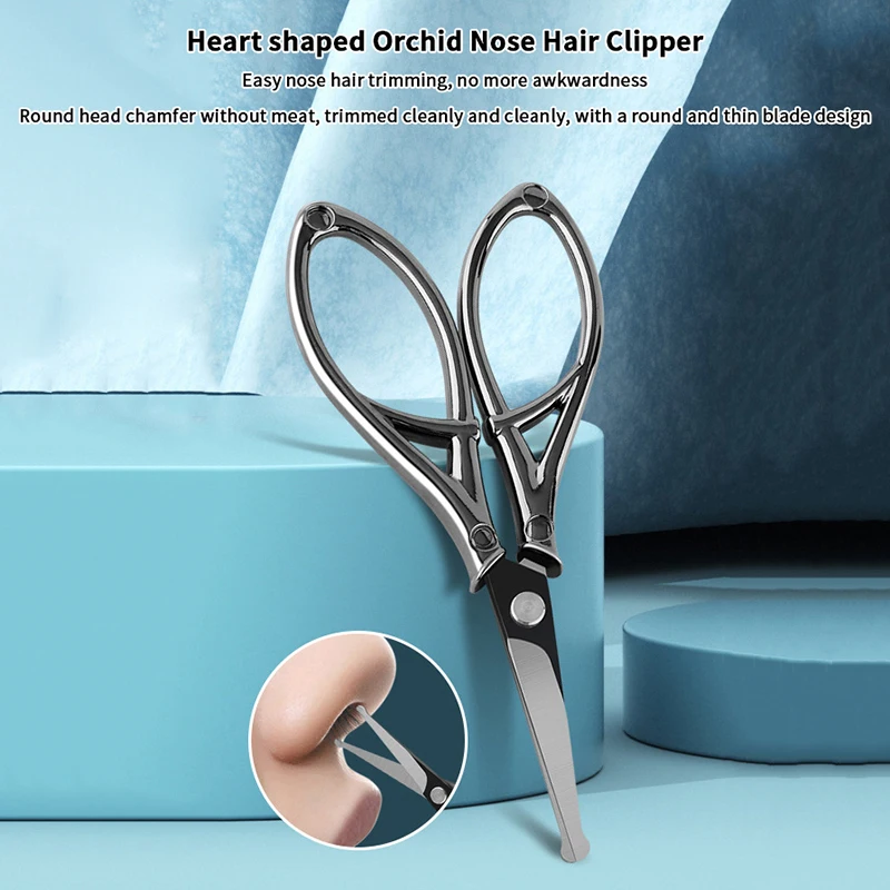 Hair Scissors Mini Stainless Steel+ABS Round Head Beauty Trimmer Nose Hair Trimmer Portable Ergonomics Nose Hair Cutter Nose