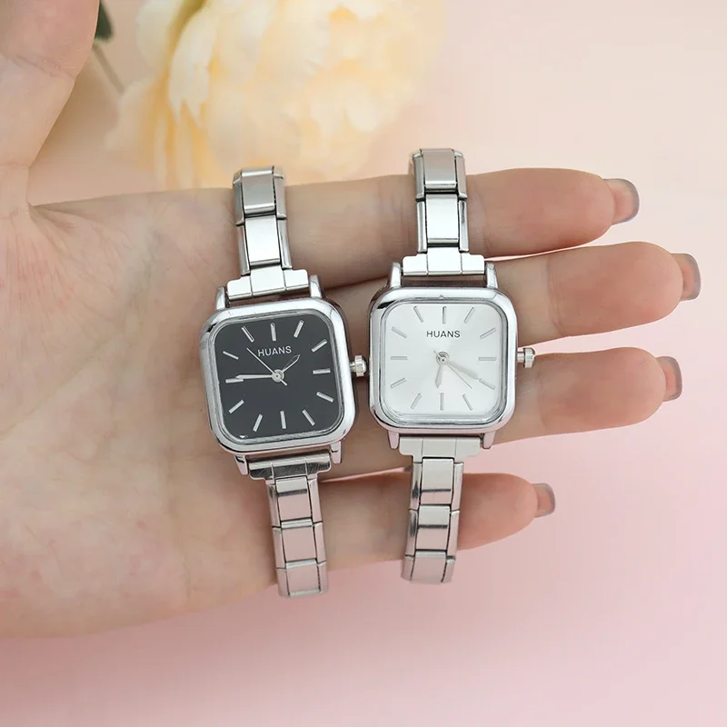 Hapiship Fashion Wholesale Women\'s Stainless Steel Square Watch Bracelet for Student Friend Wife Birthday DIY Jewelry Gift G003