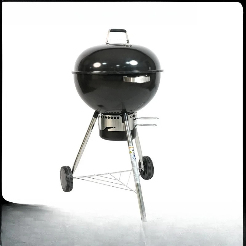 Portable Apple-shaped Charcoal Kettle Grill, Detachable Tripod & Four Feet Stand, Customizable Outdoor BBQ Roaster for Camping