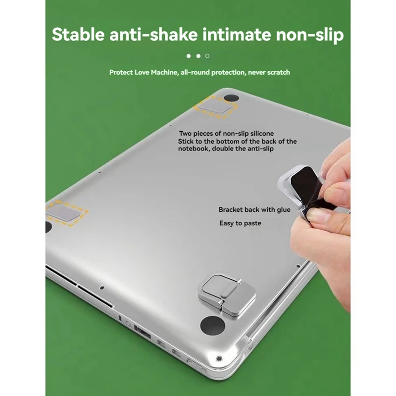 2 قطعة حامل كمبيوتر محمول محمول قوس قابل للطي غير مرئية محمول الناهض حامل وسادة للقدم لأجهزة الكمبيوتر المحمول حامل الكمبيوتر المحمول الساقين