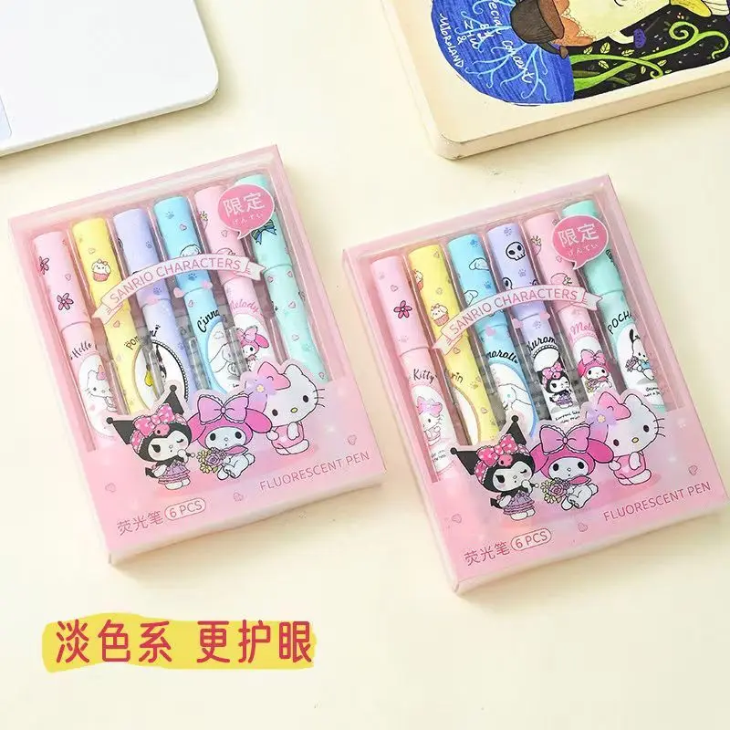 

Sanrio Cute Anime Kurimo Hello Kitty Cinnamoroll My Melody Fluorescent Marker Cartoon Multifunctional Student Marking Pen Gift