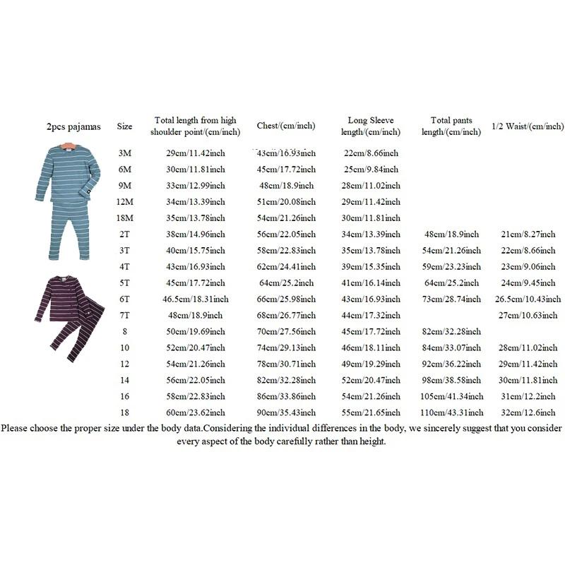 AA-Gestreifte Pyjamas für Kinder Jungen und Mädchen Zweiteiliges Set und Baby-Strampler Langarm Herbst/Winter Gerippte Baumwollkleidung – Detail 2