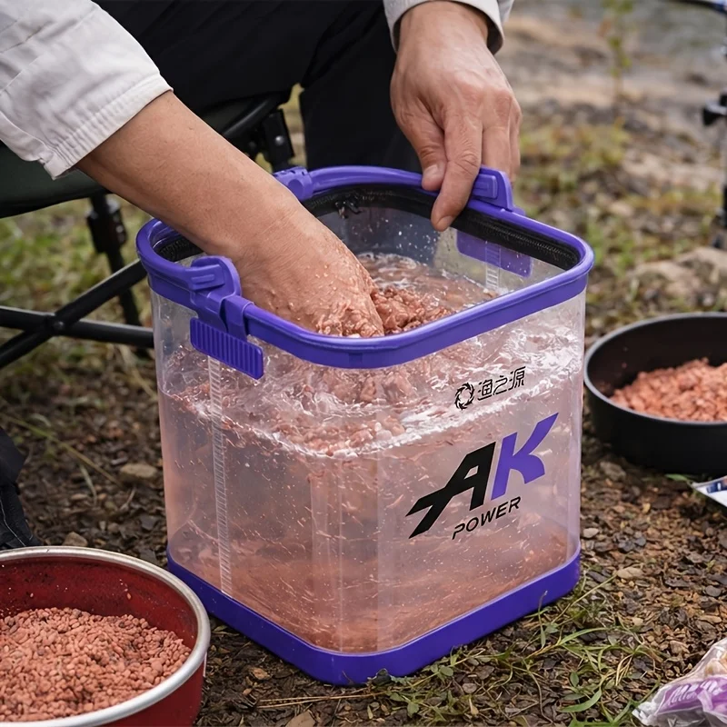 Foldable Transparent Thickened Fishing Bucket, Portable Live Bait Fish Storage Water Container, Multi-Use Fish Keeper
