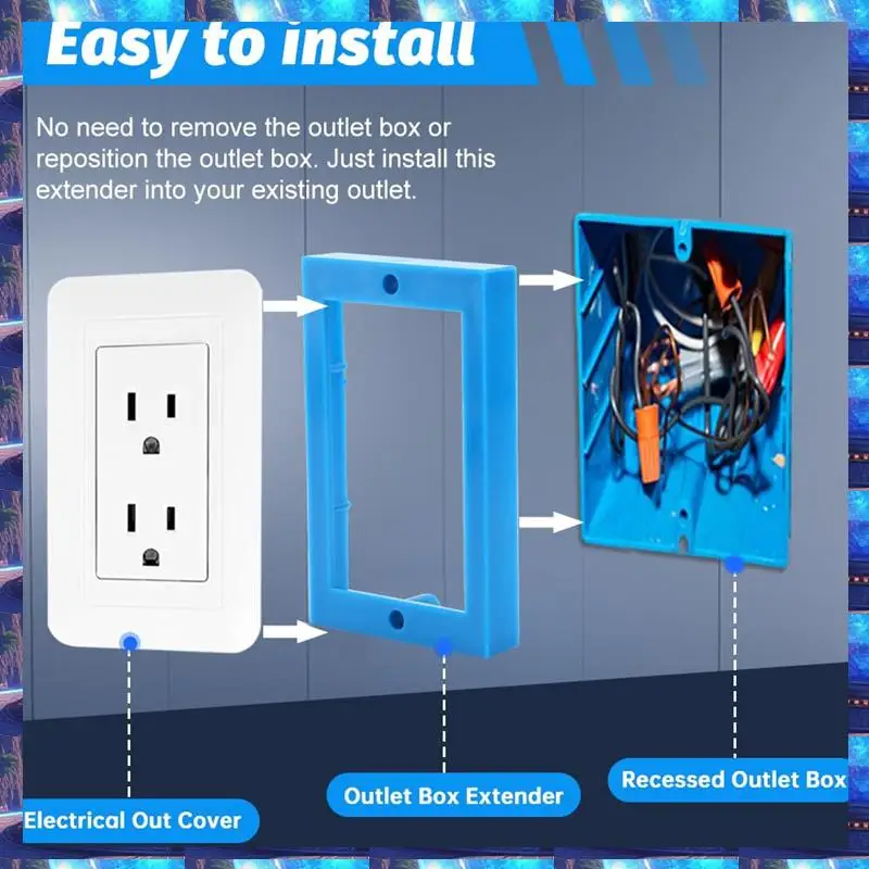 

2025 6 Pcs 1/2Inch Single Gang Receptacle Outlet Box Extenders, With Screws, Electrical Outlet Extender For Electrical Box,6 Pcs