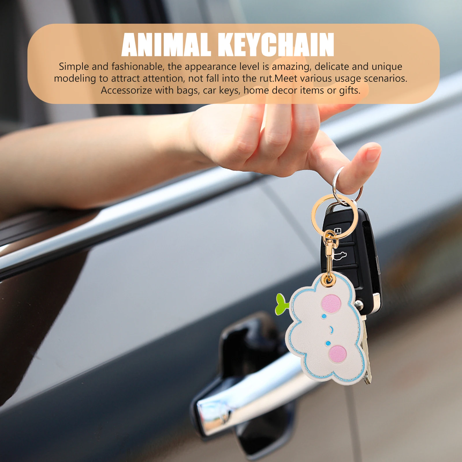 

2Pcs PU Keychain Cover Access Card Sleeve Cartoon Design Bag Pendant Keyring Entrance Guard Protector Creative Cute Key