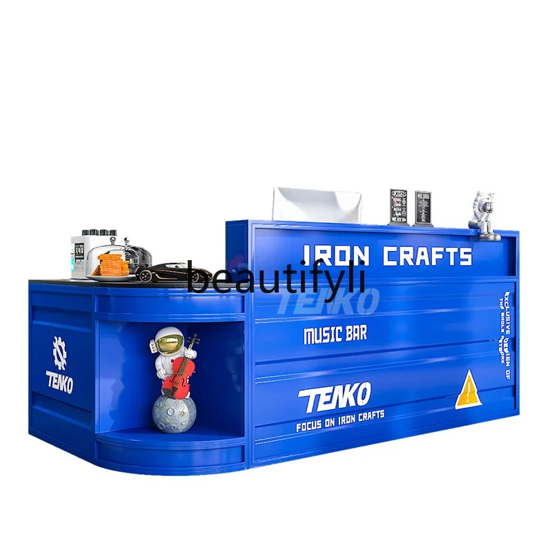 zzqAlcone cassiere da bar in stile industriale, tè al latte, barbecue, ristorante, reception creativa, palestra, contenitore in ferro, reception