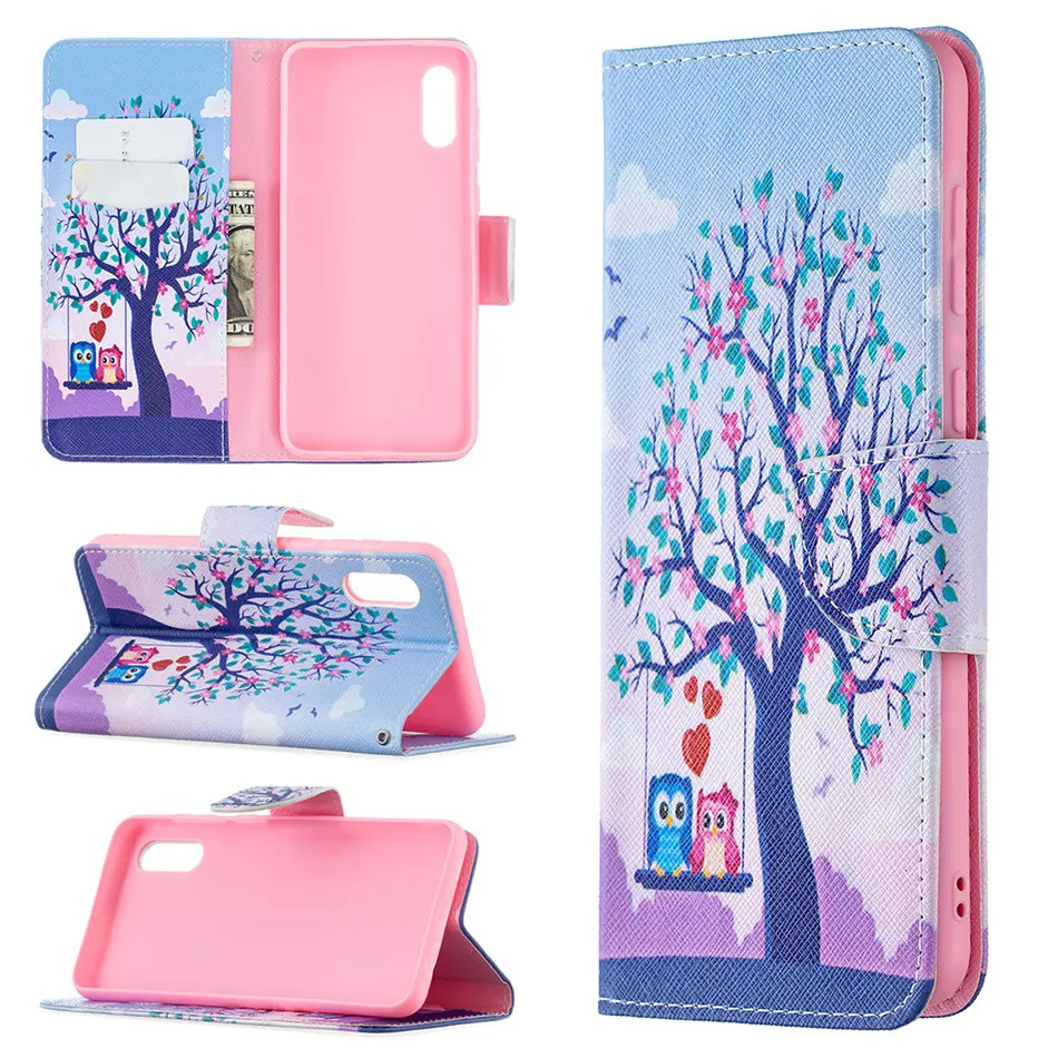 Painted Wallet Flip Case For Xiaomi Mi 10T Poco M4 X3 Redmi 9A 9C Note 9 10 11 Pro 10T 11T 5G 10S 9S 8T Cute Leather Cover D07G