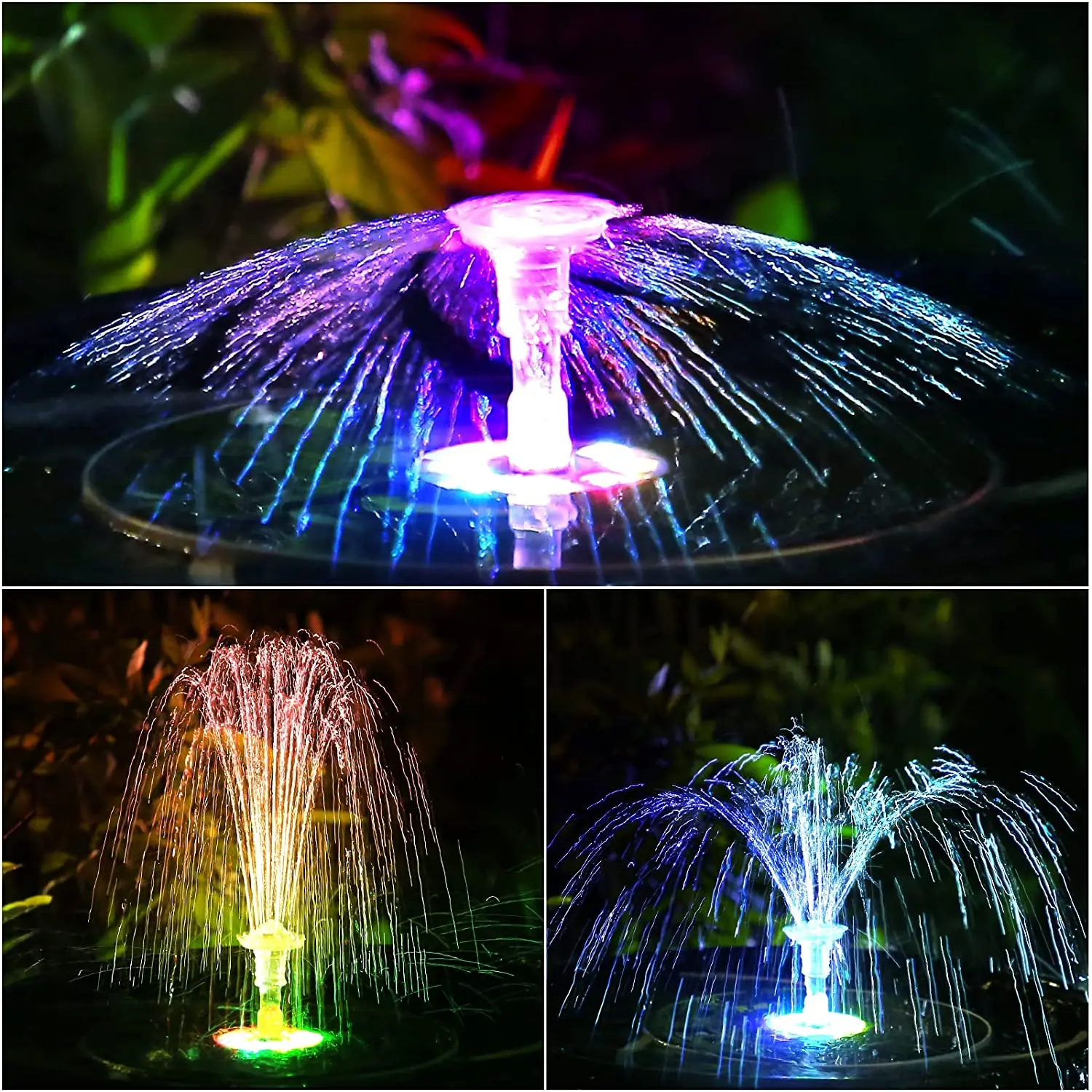 AISITIN 5,5 W LED Solar Brunnen Pumpe mit LED-Licht, neue Verbesserte 3000mAh Lagerung Batterie mit 16 Düsen Solar Vogel Bad