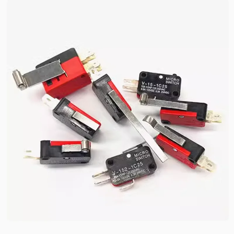 5pcs V-15 V-151 V-152 V-153 V-154 V-155 V-156-1C25 Micro Switch 16A 250VAC SPDT Momentary Travel Limit Switch 1NO1NC Lever Rolle