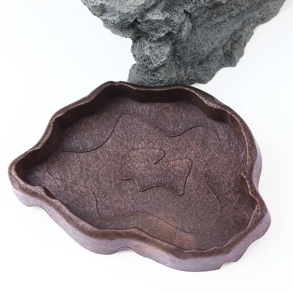 

S Size Coffee Reptile Resin Food Dish Water Basin Tortoise Feeding Bowl Practical Lizard Small Pet Feeding Non Slip