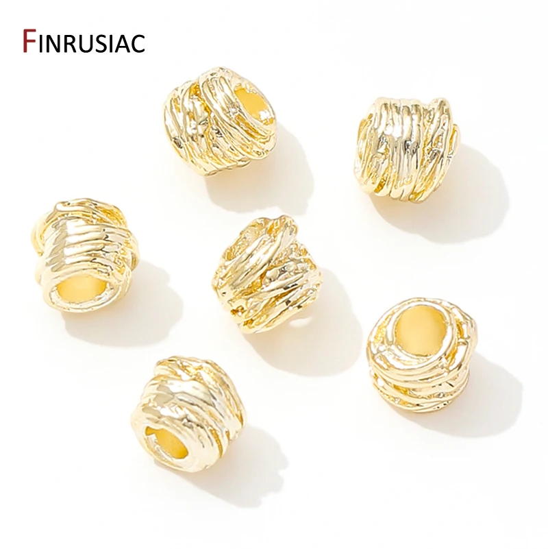 18K Gold Plated Brass Irregular Spacer Beads,5mm*6mm Stripe Separator Beads For Bracelet Making Supplies,DIY Jewelry Accessories