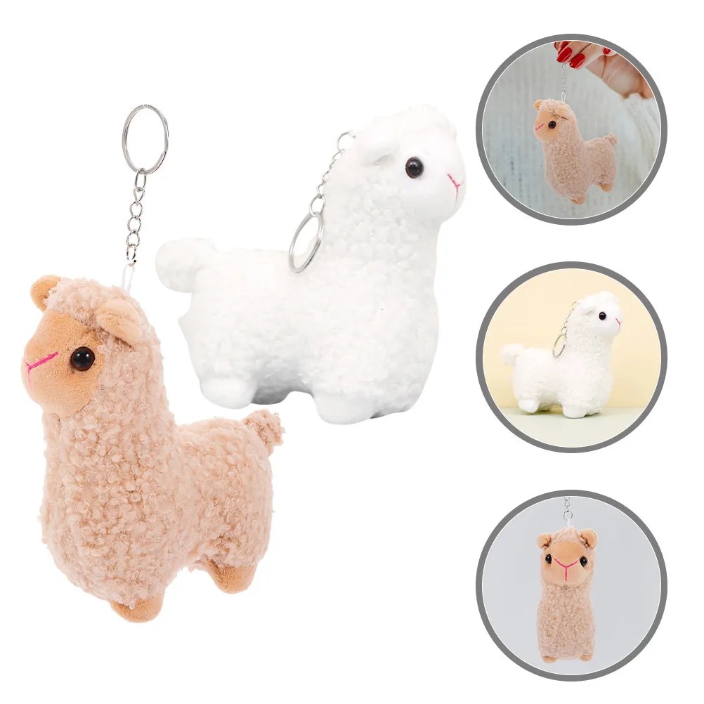 

2Pcs Cute Alpaca Keychain Mini Stuffed Animal Key Pendant for Animal Lovers Classroom Prizes Halloween Party Favors Baby Shower
