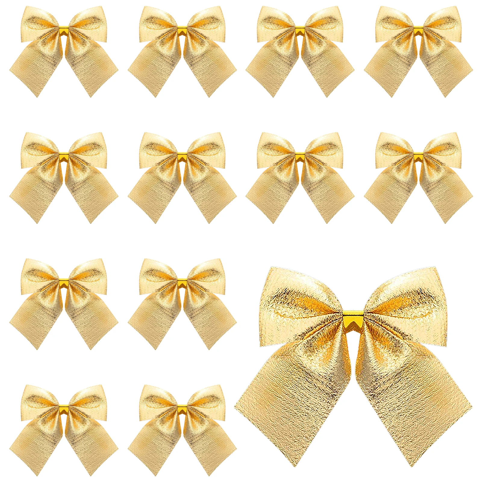 

12Pcs Sweet Golden Bowknot Christmas Tree Ornaments 500x500x020cm Satin Ribbon Christmas Tree Hanging Decorations