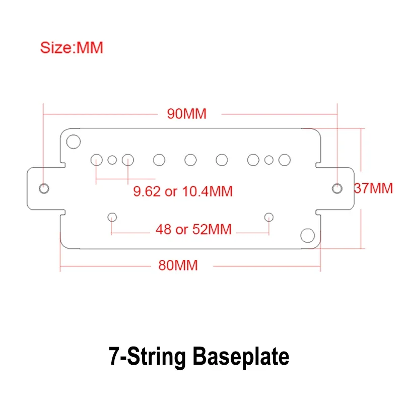 20Pcs 7/8-String Humbucker Pickup Baseplate White Copper Pickup Baseplate Pickup Parts Copper-Nickel Alloys 9.62/10.4MM