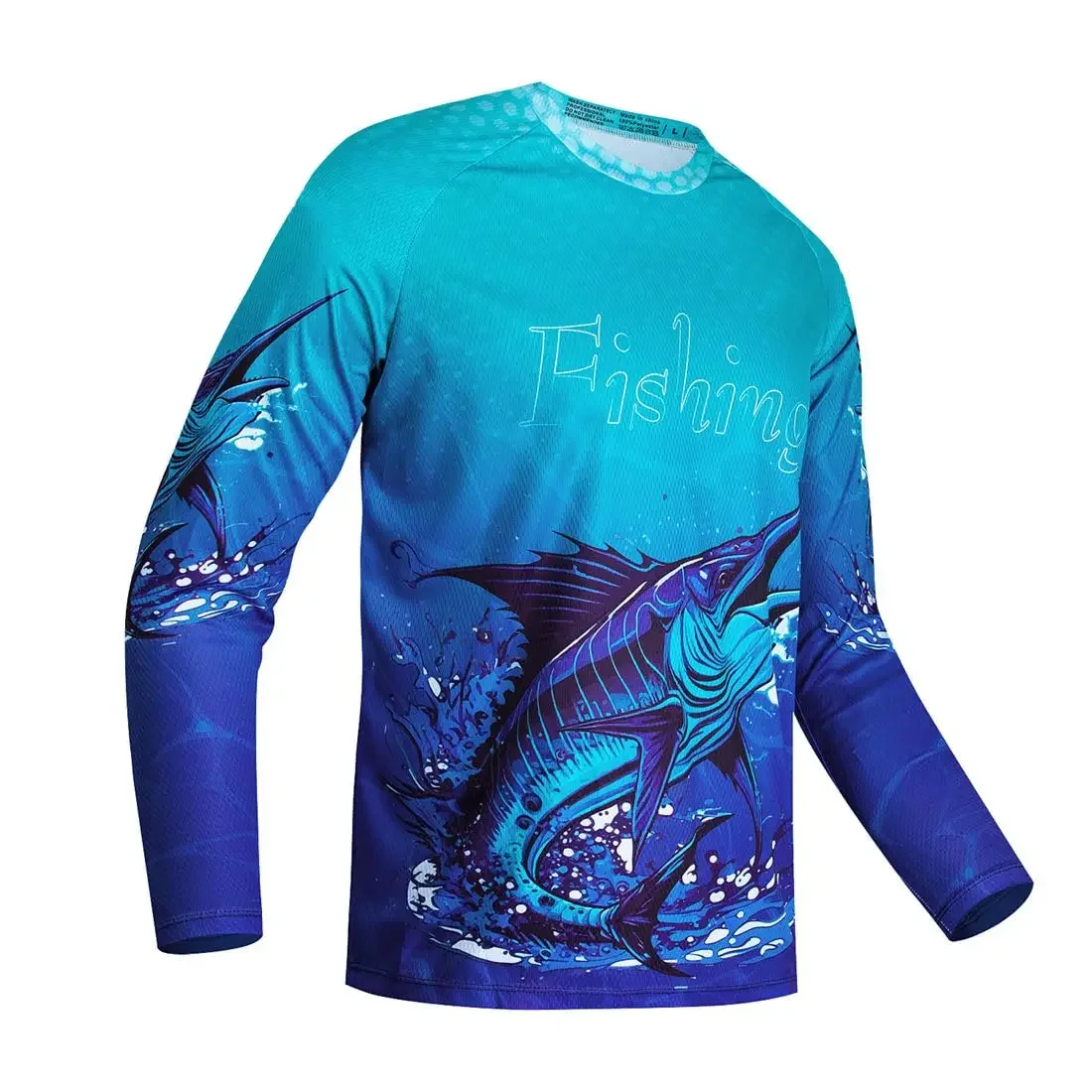 Mens Long Sleeve Fishing Shirts UPF 50+ Sun Block Quick Dry Breathable Lightweight Stretchy Graphic Printed Outdoor Angling Tops