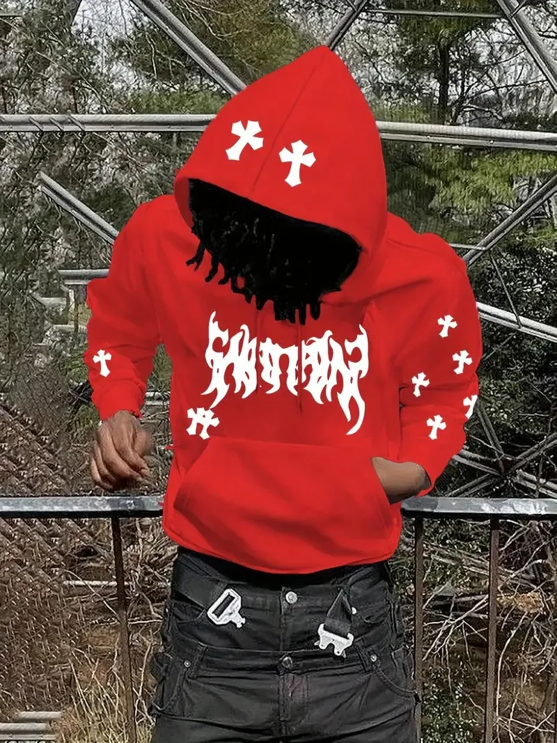 سويت شيرت رياضي رجالي كاجوال ومريح مطبوع عليه وجه مبتسم ثلاثي الأبعاد لخريف 2025