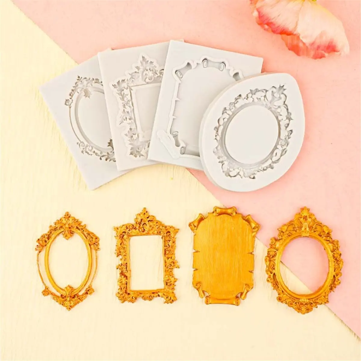 【~ NEW A01R】Photo Frame Fondant Mold Mirror Silicone Mold Retro Frame Mold Cake Decoration