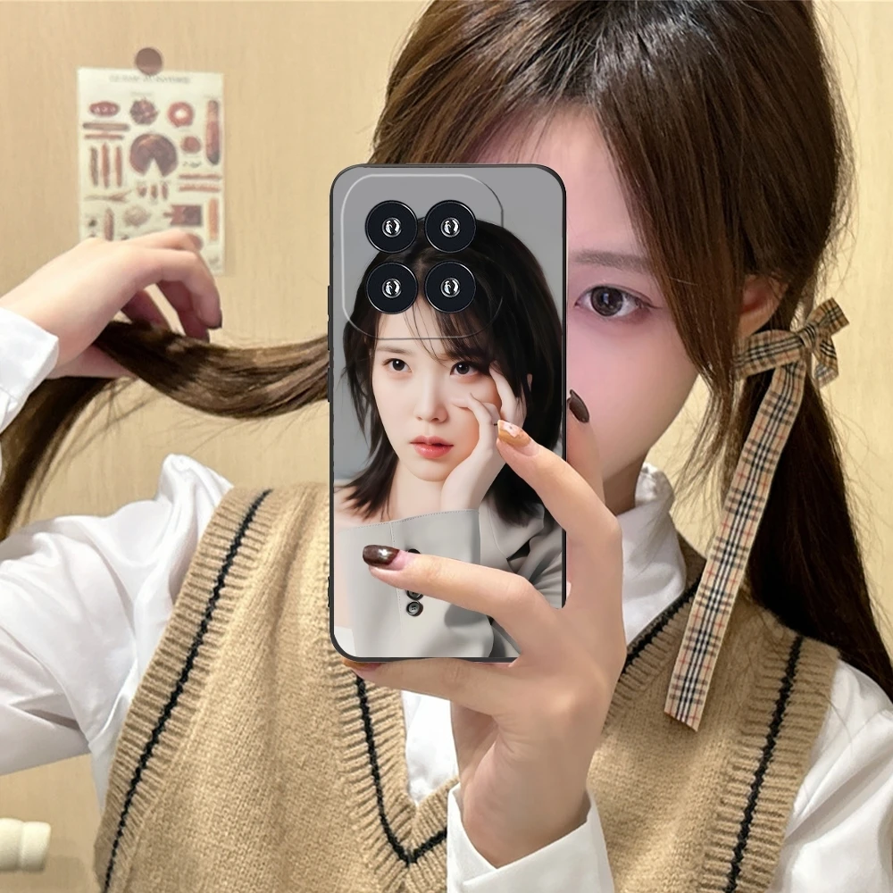 KPOP IU Lee JiEun Mobile Cell Phone Case for Xiaomi 14 13 12 11 10 9 T Ultra Lite Pro S SE X 5G Black Soft Phone Cover Shell