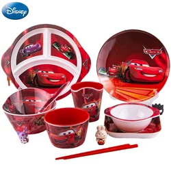 Disney Lightning McQueen anime cartoon cute stoviglie per bambini piatto diviso ciotola anti-caduta bacchette per tazza d'acqua antiscottatura