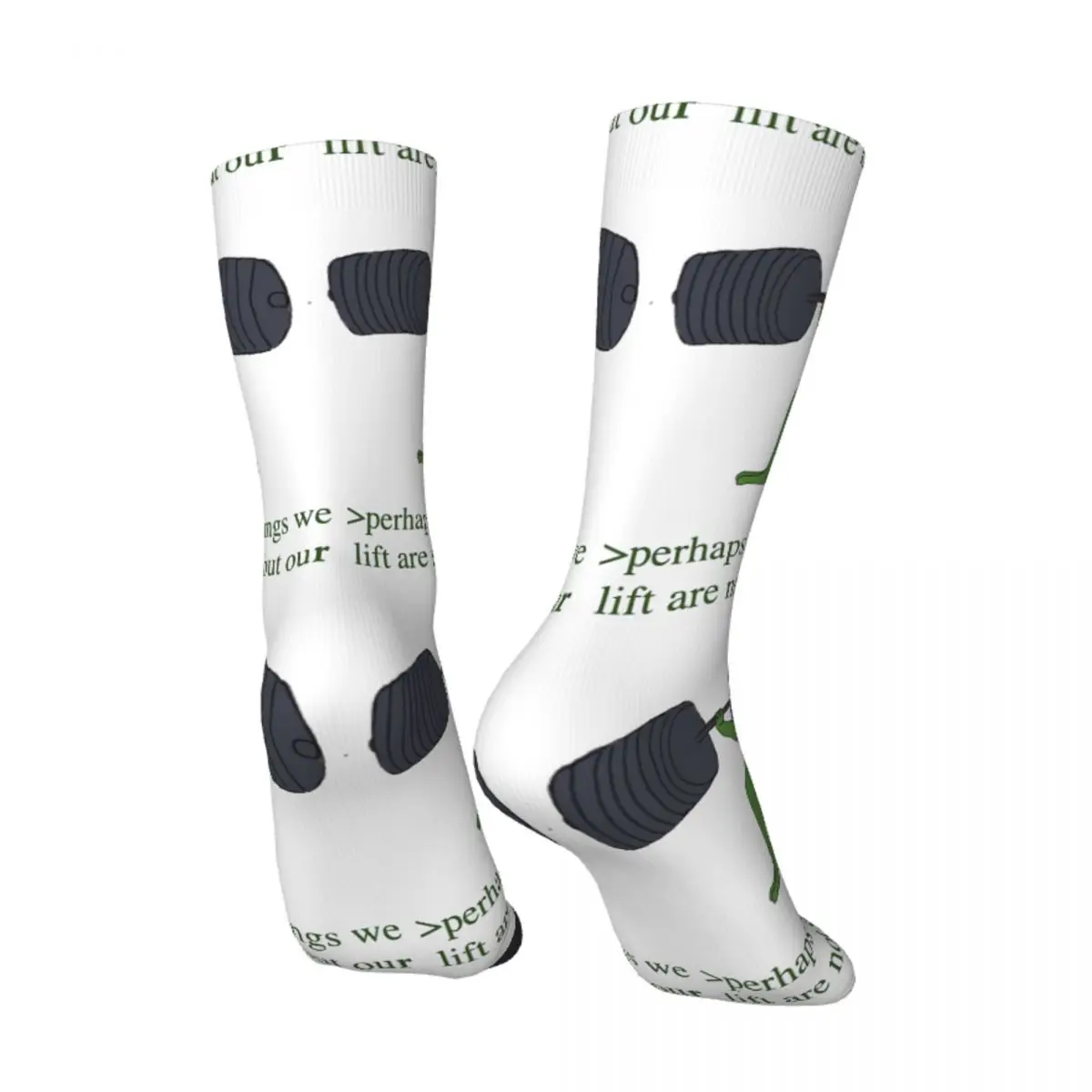 Funny Men's Socks Perhaps The Heaviest Things We Lift is our Feels Vintage Harajuku Pe Pe Green Frog Pattern Crew Sock Printed