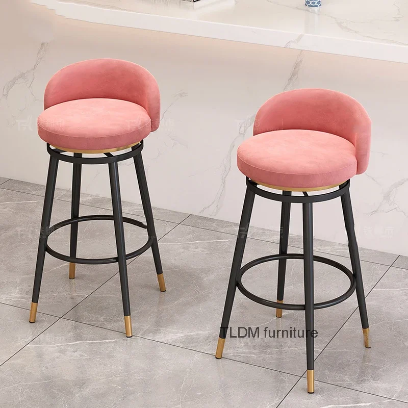 

Metal Swivel Bar Chair Pink Counter Barstool Metal Table Kitchen Bar Stool Modern Nordic Cadeira Giratoria Restaurant Furniture