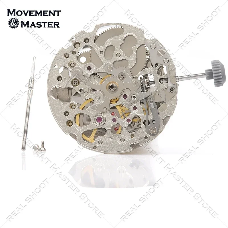 Movimento meccanico automatico scheletrato Miyota MIYOTA 8N24 importato dal Giappone, colore oro, colore argento