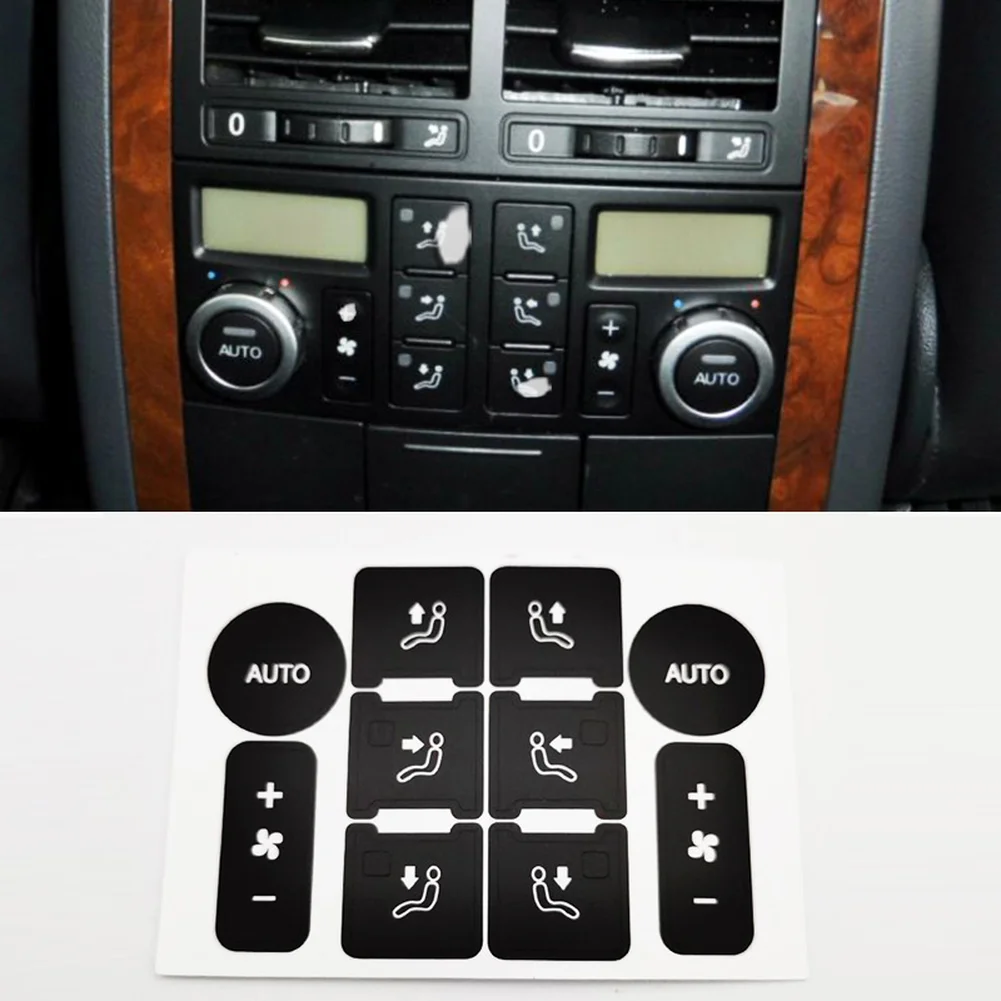 replacement sticker for TOUAREG rear climate control unit 2004 2009 black decal with white lettering for button repair