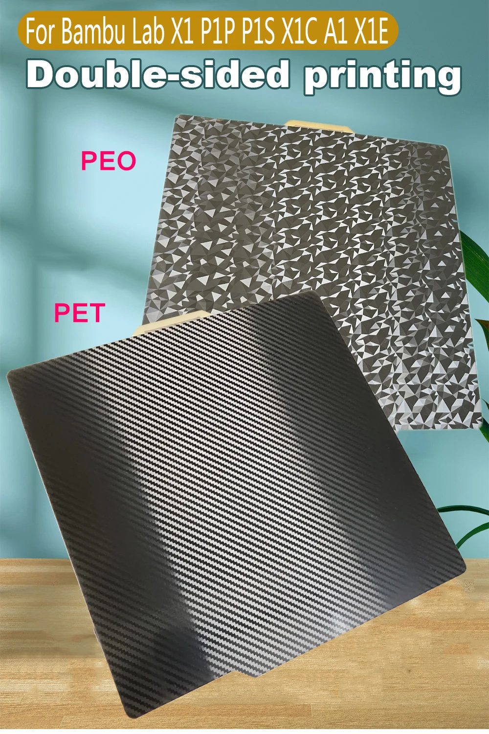 Piastra di Stampa 3D doppia faccia PEI 257×257mm Compatibile con Bambulab X1 /X1C/X1E/P1P/P1S/P2S/A1, Magnetico in Acciaio a Molla, Alta adesione, Flessibile e Resistente