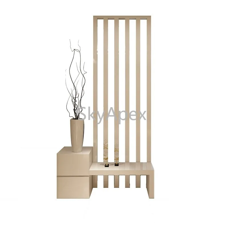 

White Painted Foyer Entrance Partition Cabinet Shoe Cabinet Decorative Screen Living Room Decorative Cabinet Durable Stylish