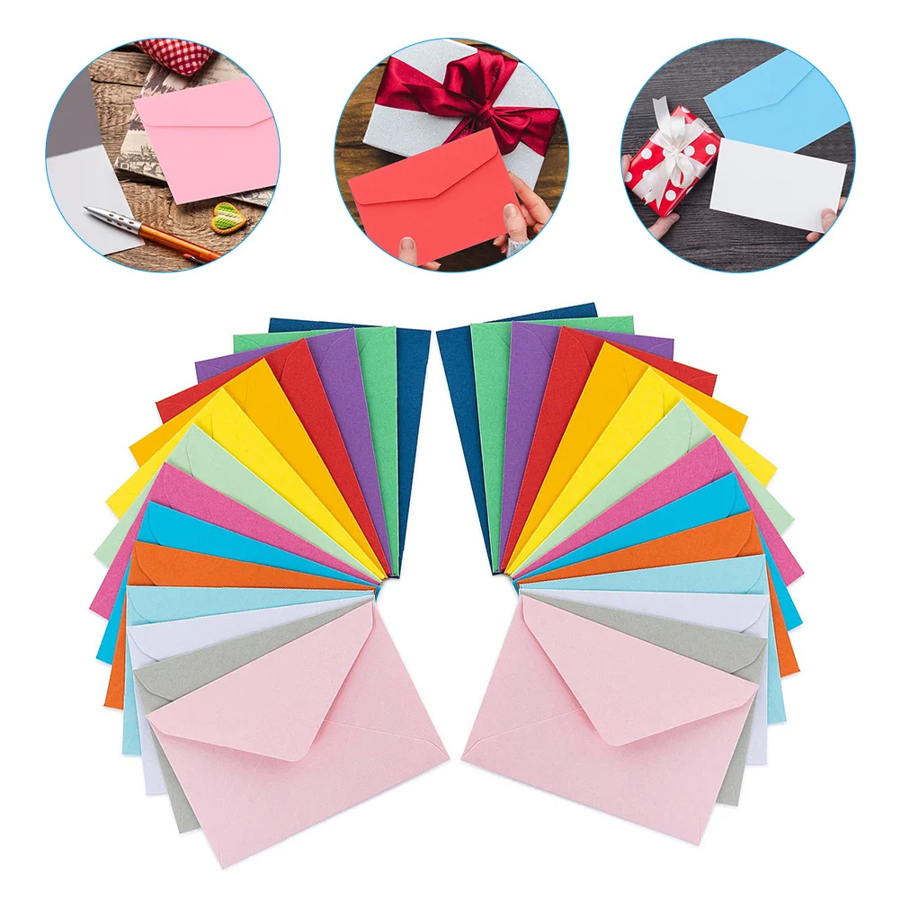 

50 Pcs Colored Envelopes Small Letter Container Photos Announcements Cardboard Colorful