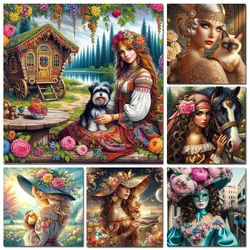 DIY 5D Diamond Art Painting New Arrival Girl Portrait Horse Dog Cat Mosaic Cross Stitch Kit Embroidery Full Drill Home Decor