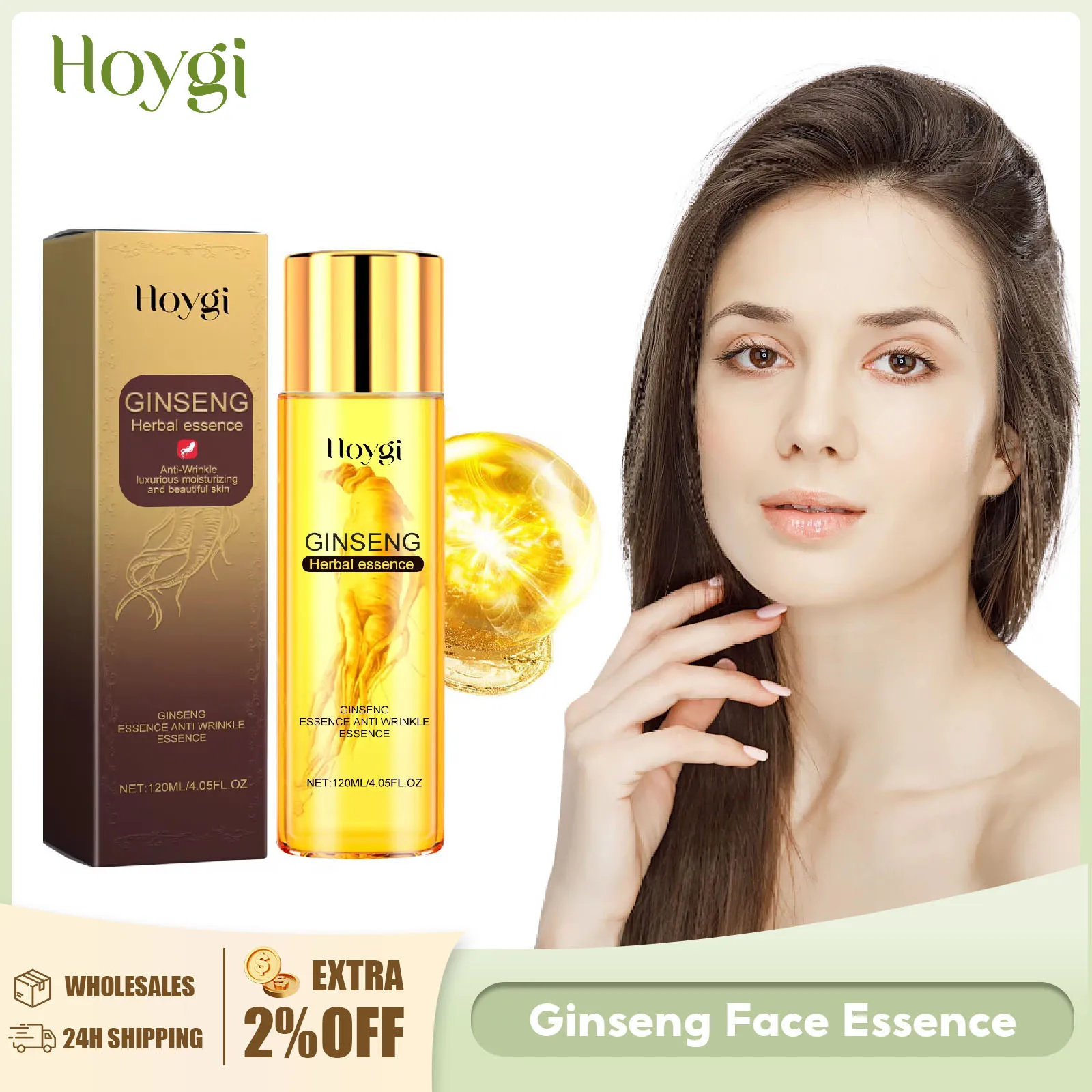 Ginseng Face Essence Fade Fine Lines Firming Smoothing Pores Hyaluronic Acid Brightening Moisturizing Niacinamide Facial Serum