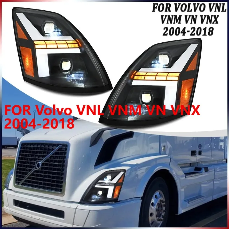 

1 пара светодиодных фар для Volvo VNL VNM VN VNX 2004-2018, последовательная фара DRL в сборе