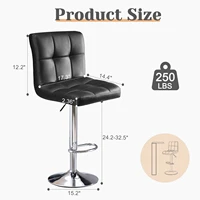 JHK PU Leather Bar Stools Set of 2,Upholstered Counter Height Bar Stools,SGS Certified Gas Gylinder Comfortbale Backrest 2