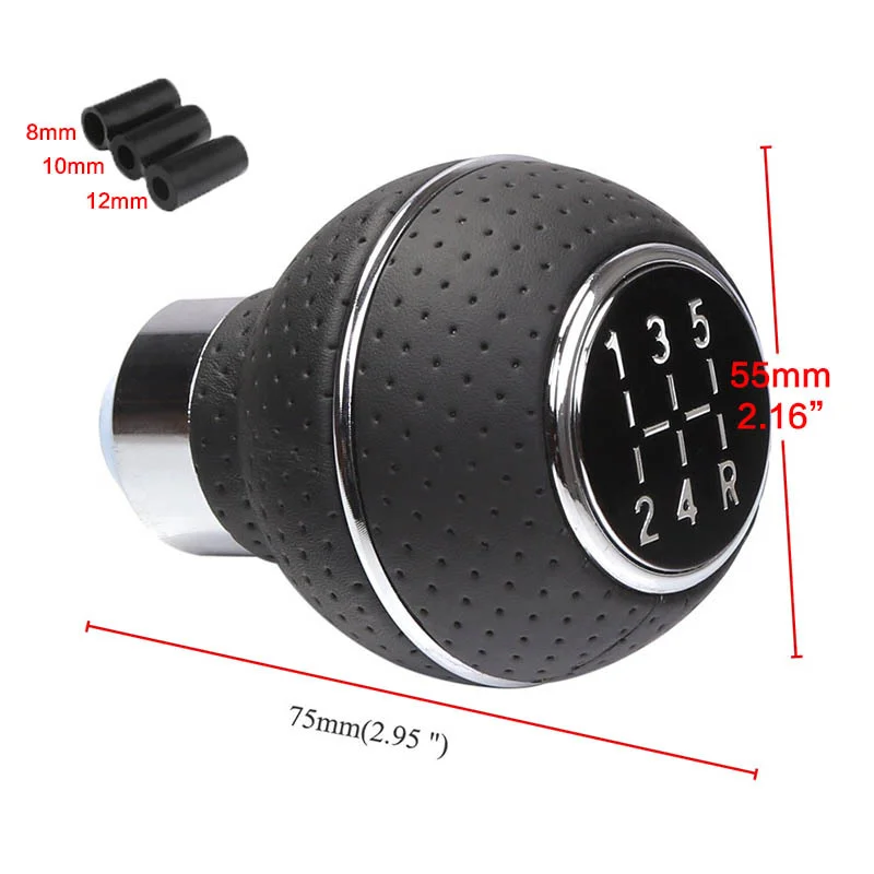 5 Speed Universal Car Gear Shift Knob For Manual Transmission Leather and Aluminum Base Replace Original Car Knob Directly 1PC