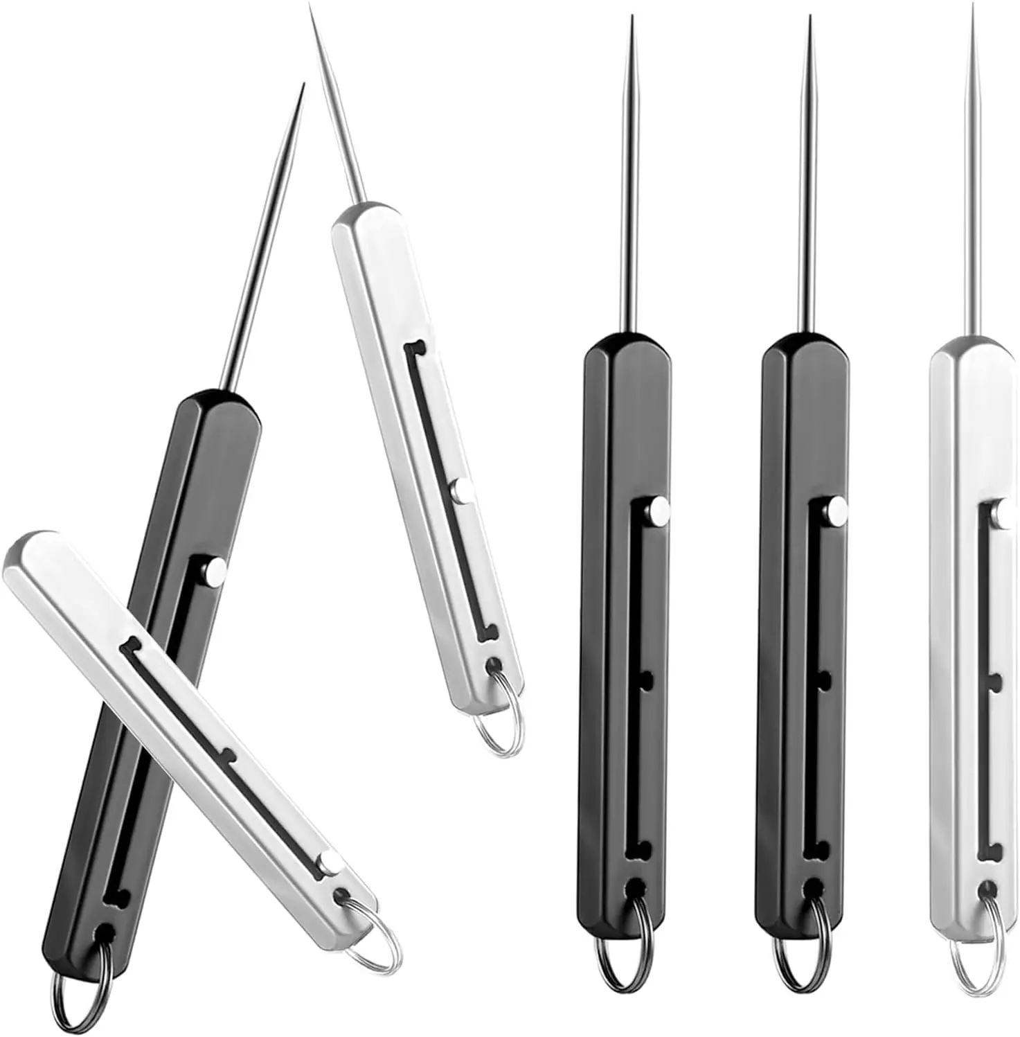 

6-Piece Portable Titanium Toothpick Set with Holder for Outdoor Activities, Camping, and Picnics