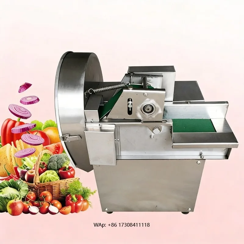 

Fast-moving commercial vegetable shredder with safety lock for food plants and farms