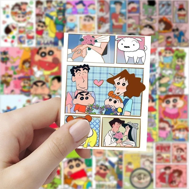 60PCS Crayon Shin-chan Cartoon Cute Notebook Mobile Phone Case Computer Water Cup Refrigerator Luggage Stickers Wholesale