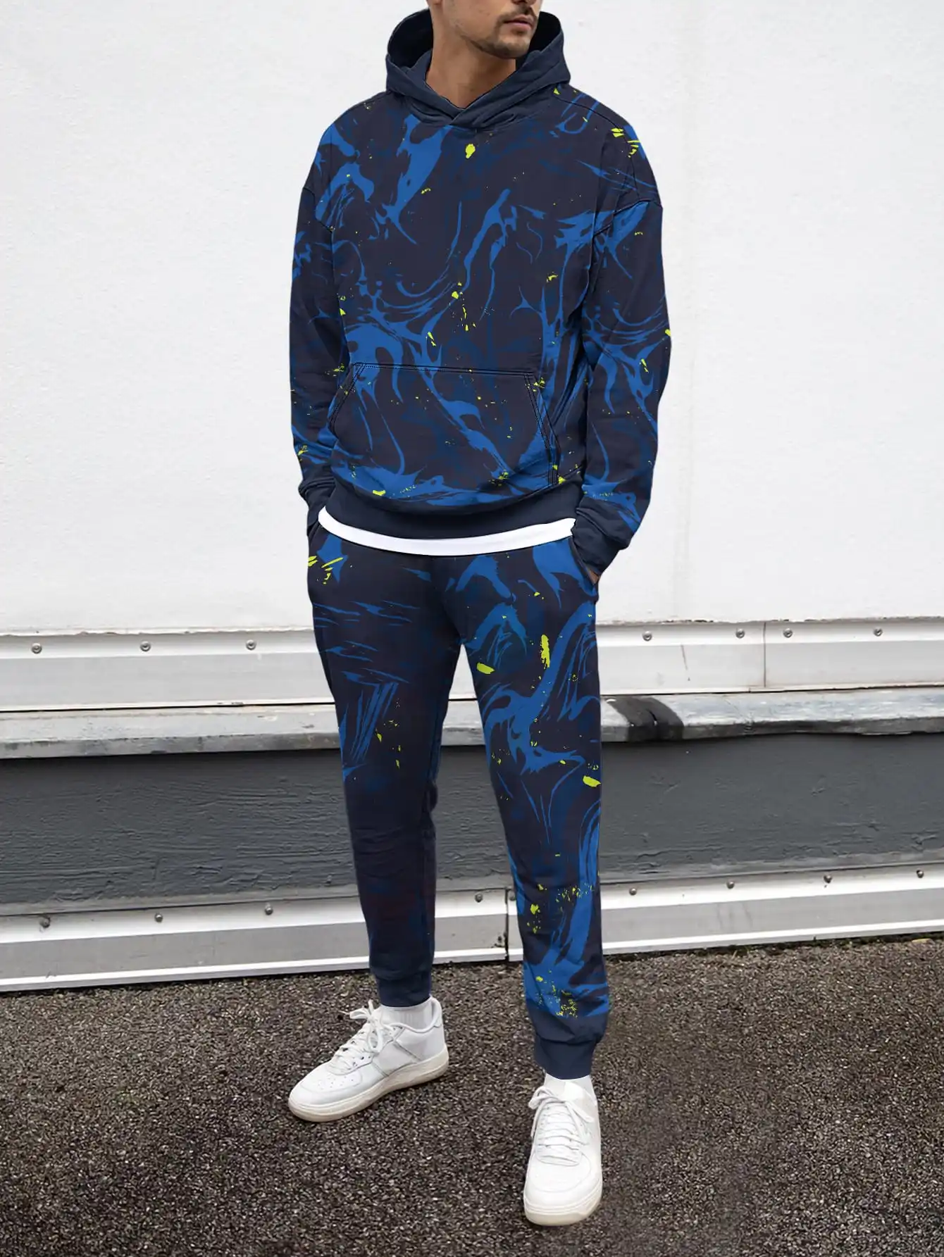 

2025 New Style Motion Geometry Men Creative Art Design 3D Print Clothes Harajuku Style Tracksuit Hoodie Trouser 2Pc Sets Trendse