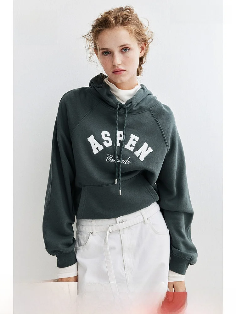 

H&M Women's Faionable Casual Hoodie Warm Inner Wear Overhead American Sle Base irt Cotton 80% Polyester 20%