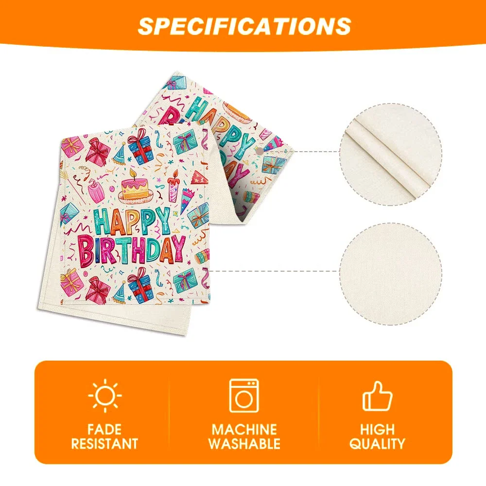 Happy Birthday Tablecloth Gift Table Runner Kitchen Table Decoration Indoor Outdoor Birthday and Family Party Decoration