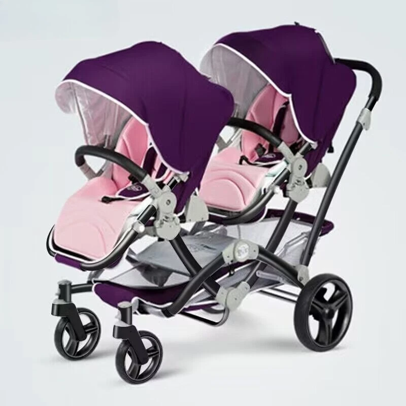 

Foldable Twin Baby Stroller,Double Seat Baby Stroller for Two Babies,Shock-absorbing Twin Baby Stroller,Multi-function